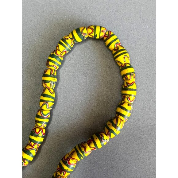 Antique Venetian African Trade Bead Necklace Yellow Green Red Millefiori Glass 2 - Picture 8 of 10